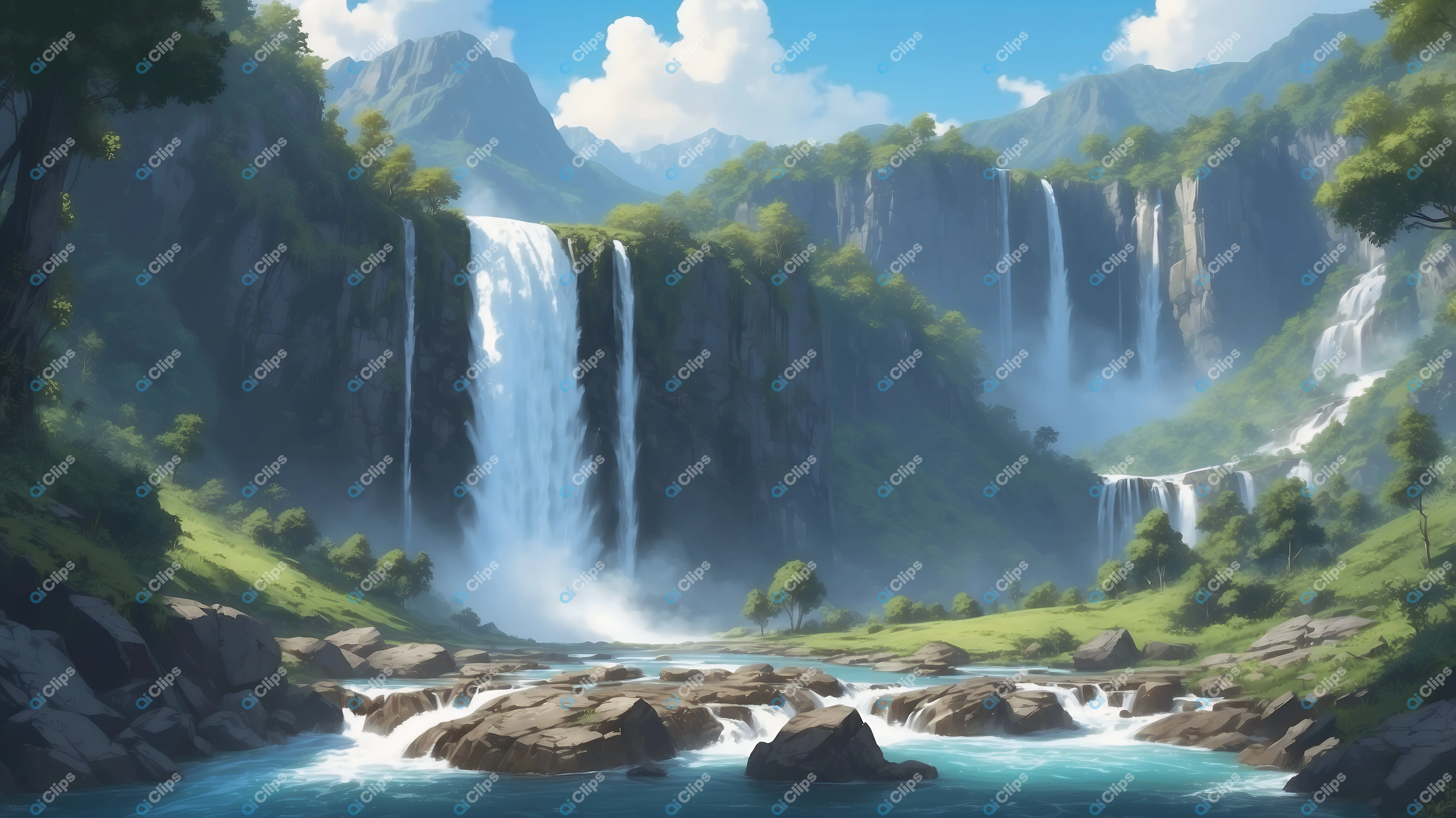 Majestic Waterfall Landscape