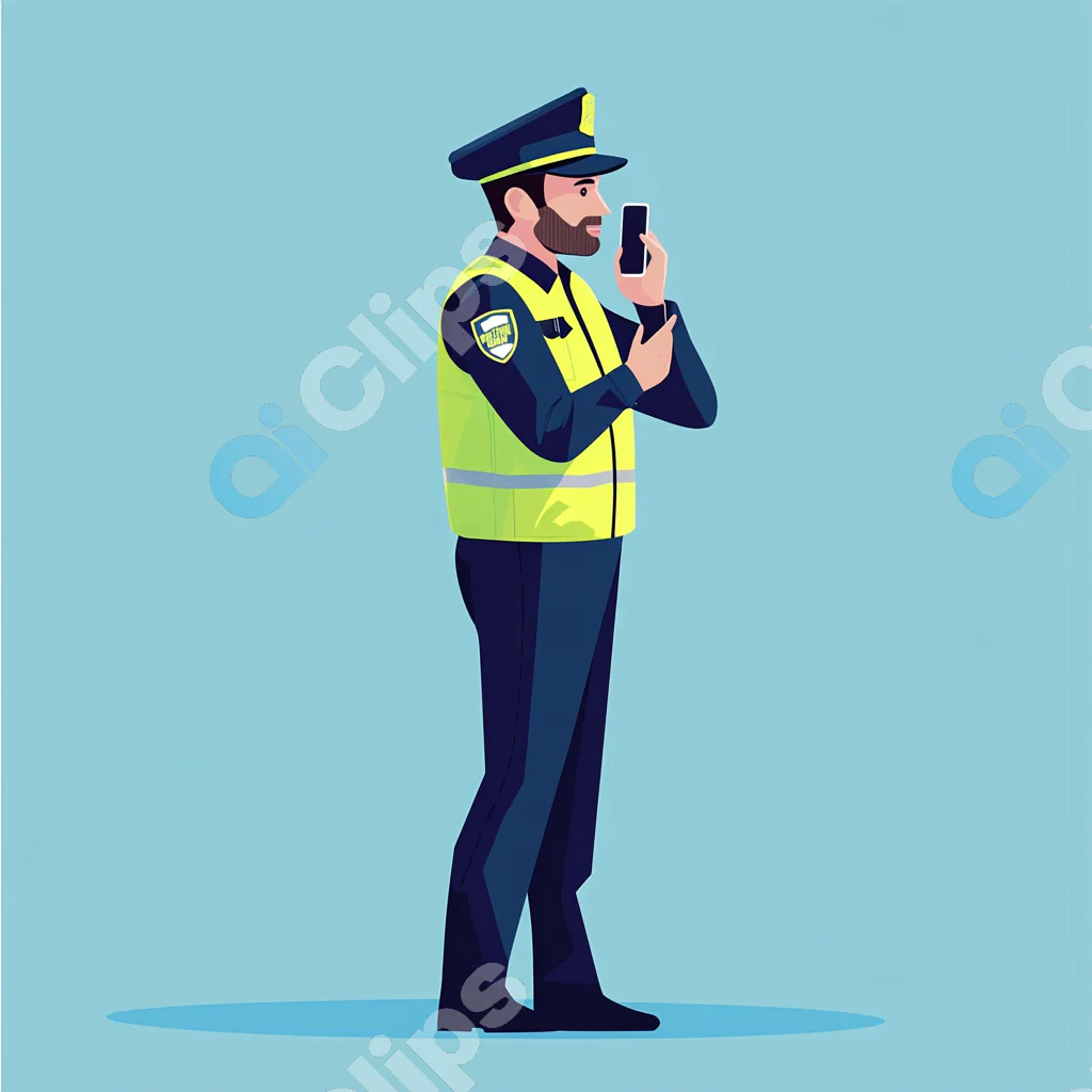 Police Officer Communicating on Radio