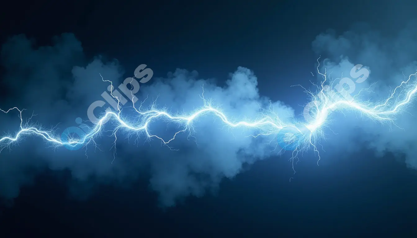 Dynamic Electric Lightning Bolt with Dark Cloud Background