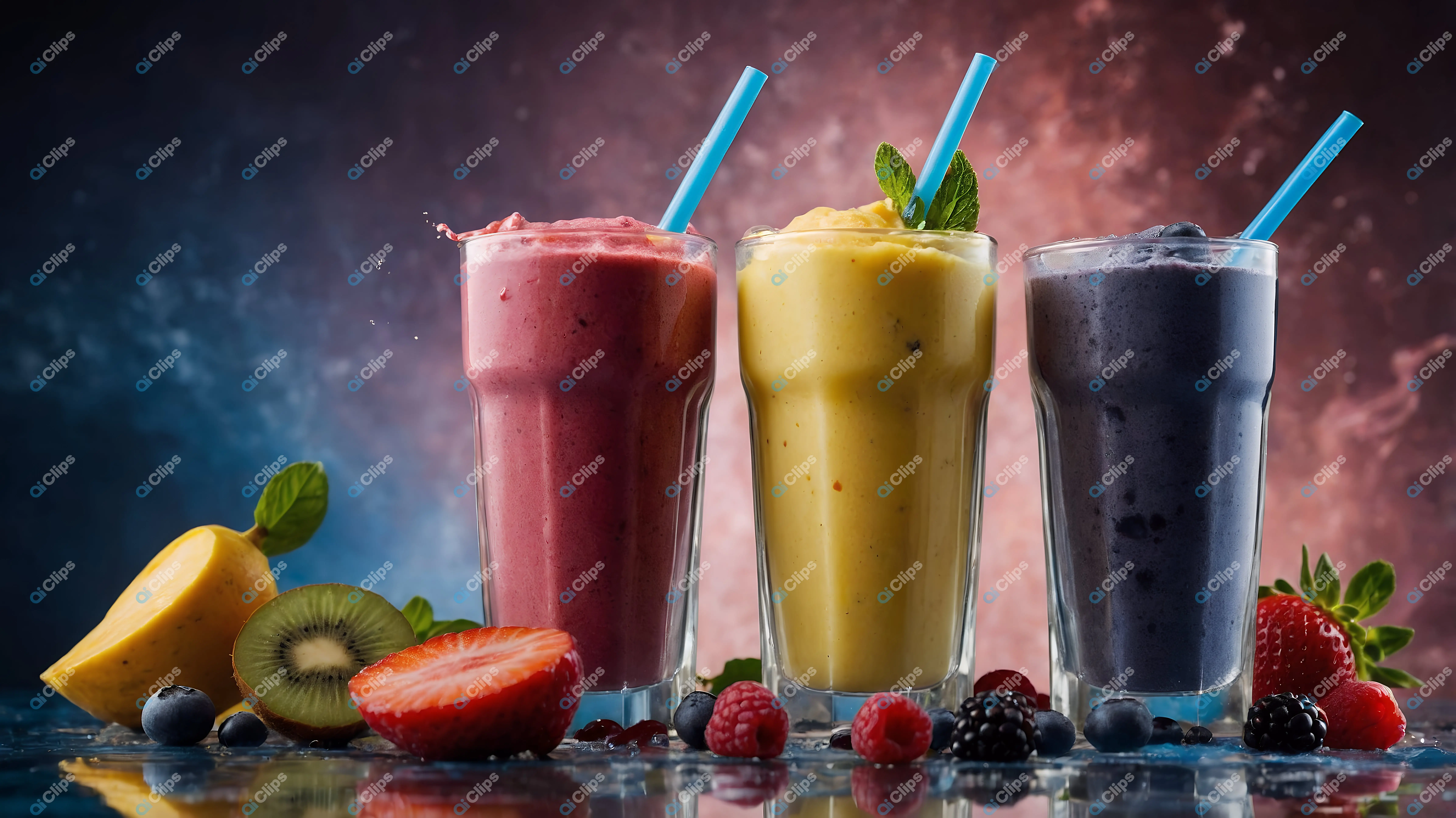 Trio of Colorful Smoothies