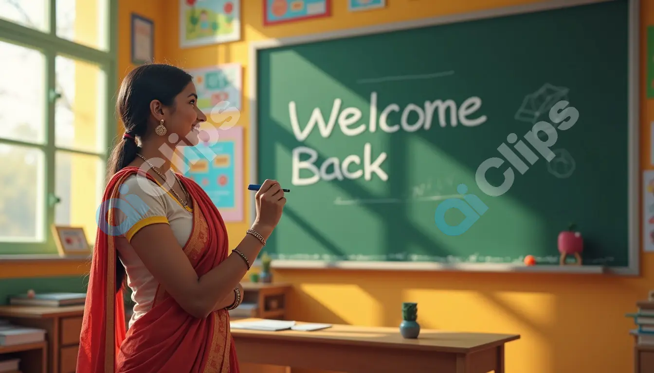 Teacher Welcoming Students Back to School