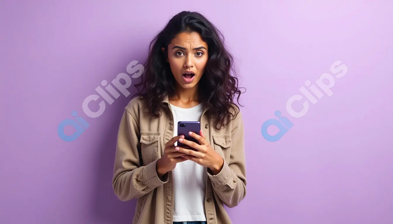 Surprised Woman Reacting to Phone Notification