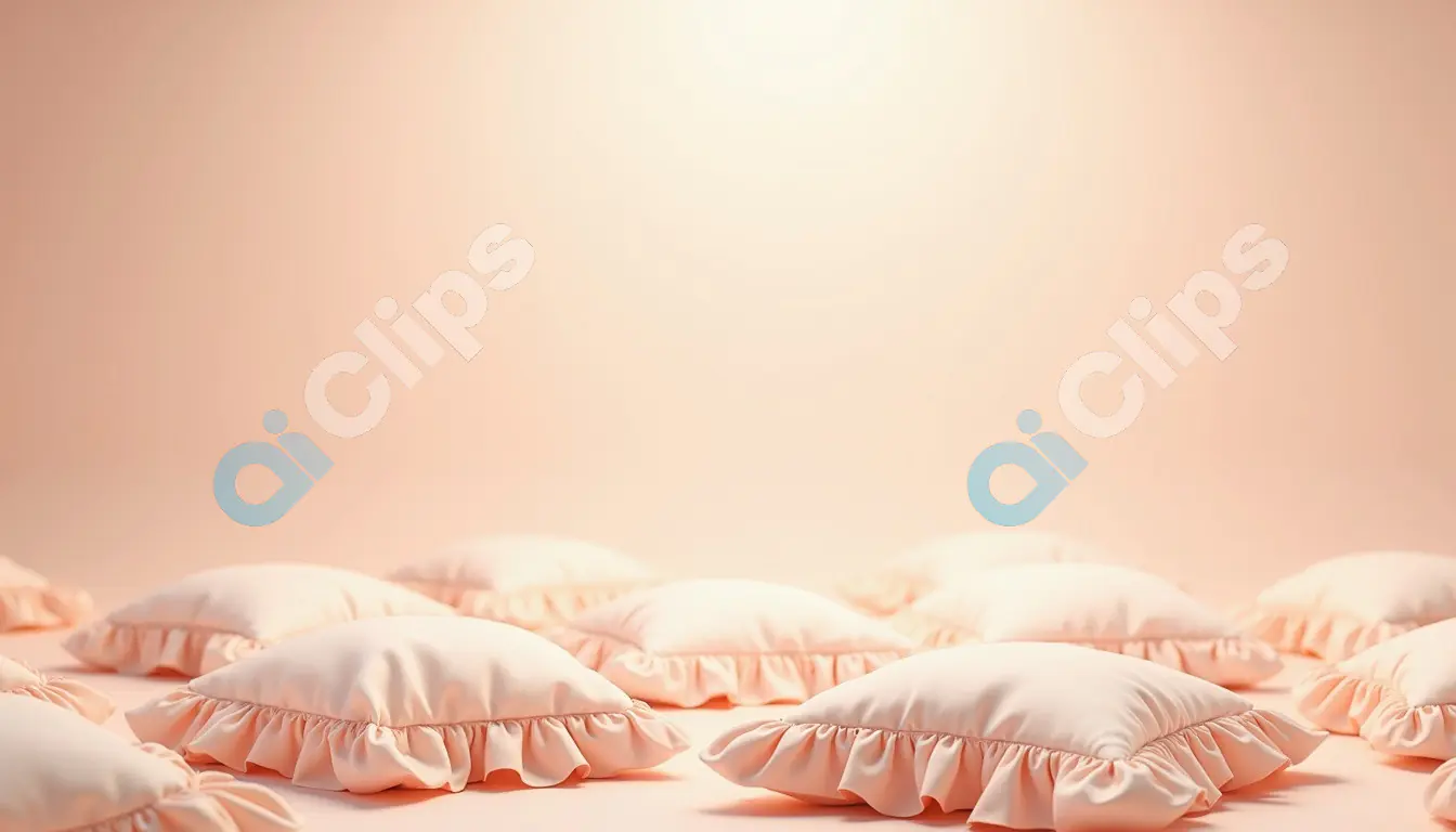 Soft Pink Ruffled Cushions on Peach Background