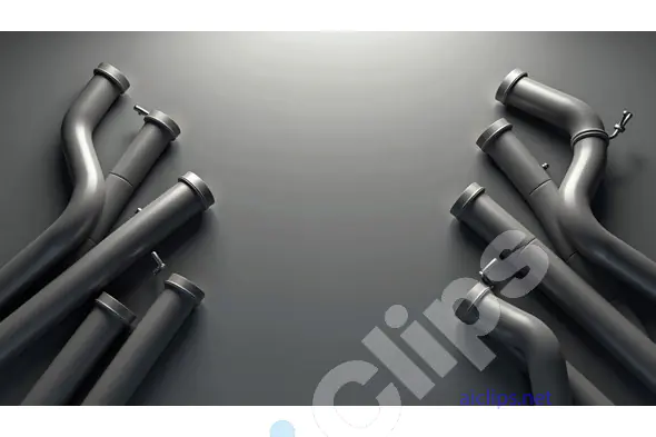 Symmetrical Industrial Pipes on Metallic Background