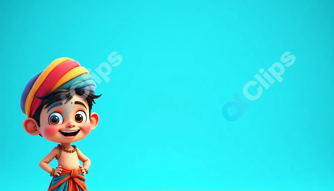 Cheerful 3D Cartoon Character in Traditional Turban and Attire