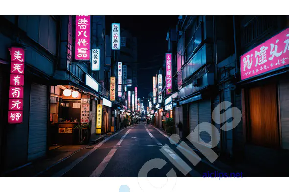 Neon-Lit Street at Night