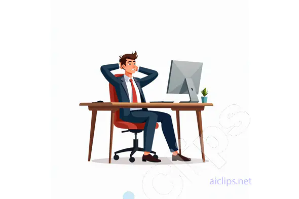 Relaxed Businessman at Desk Vector Illustration