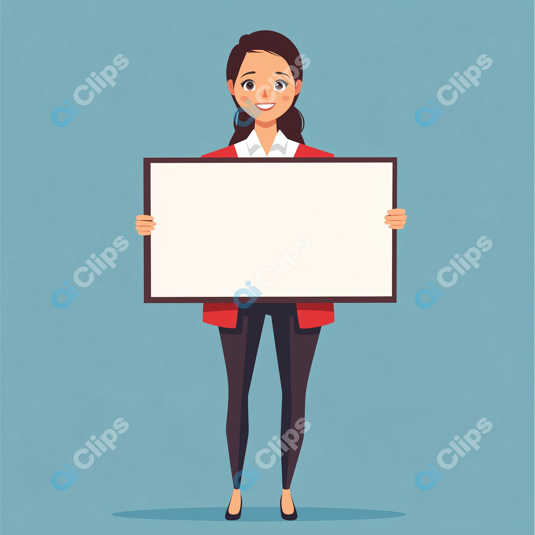Woman in Red Holding Blank Sign