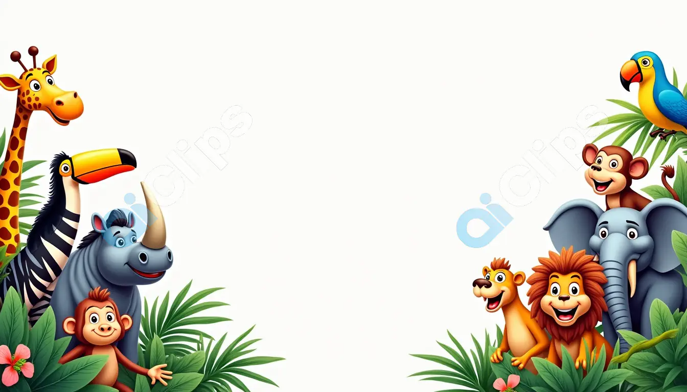 Jungle Animals Cartoon Frame for Kids