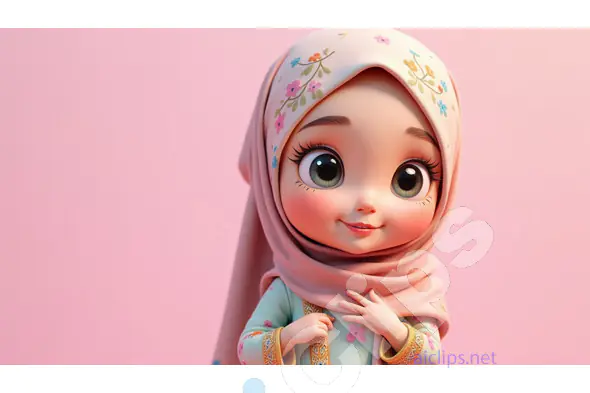 Adorable Hijabi Girl - Cute Cartoon Character