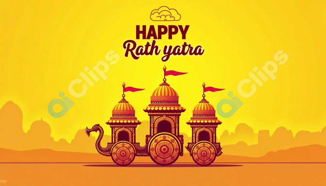 Happy Rath Yatra - Traditional Chariot Festival Illustration