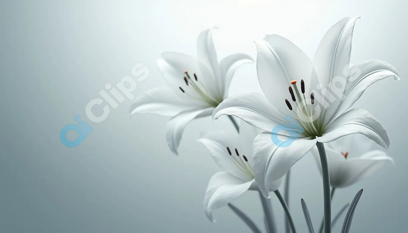 Elegant White Lilies on a Soft Gray Background