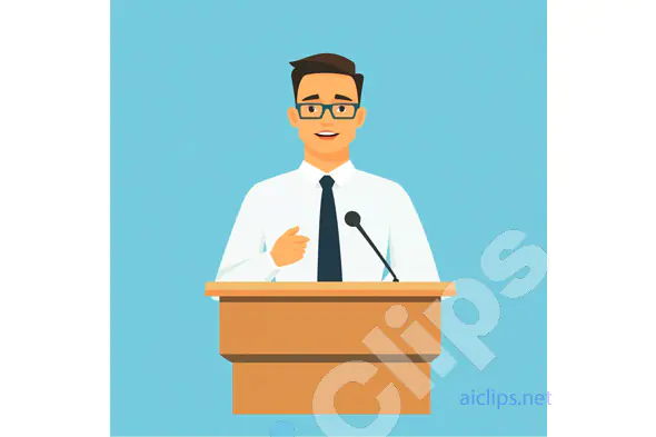Confident Speaker at Podium