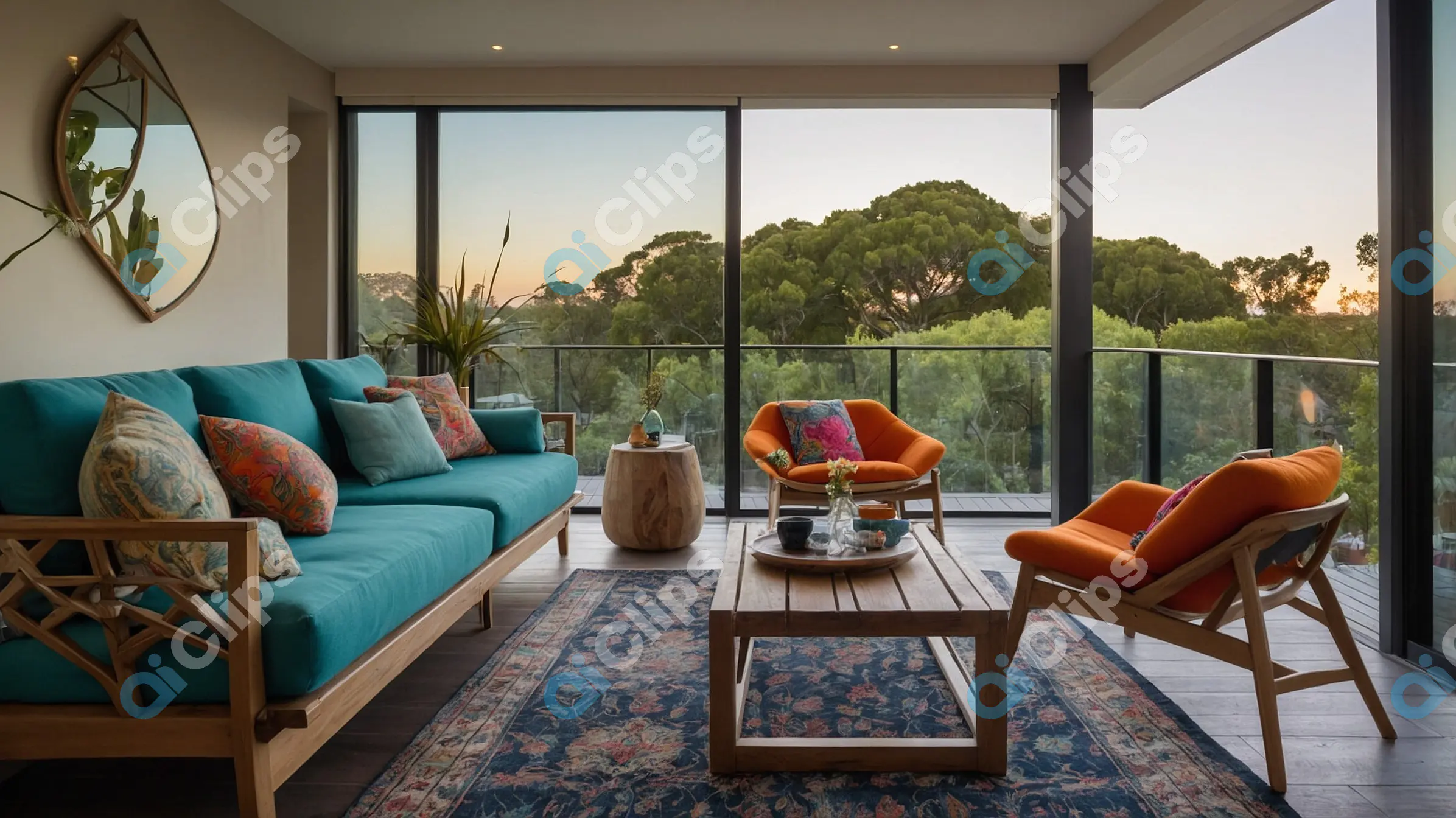 Modern Living Room with Balcony
