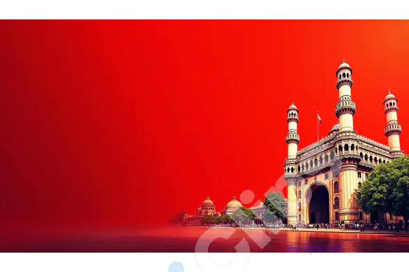 Majestic Charminar with Bold Red Background