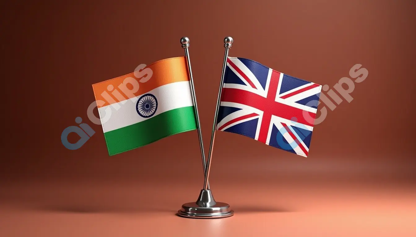 India-UK Diplomatic Flags on Display