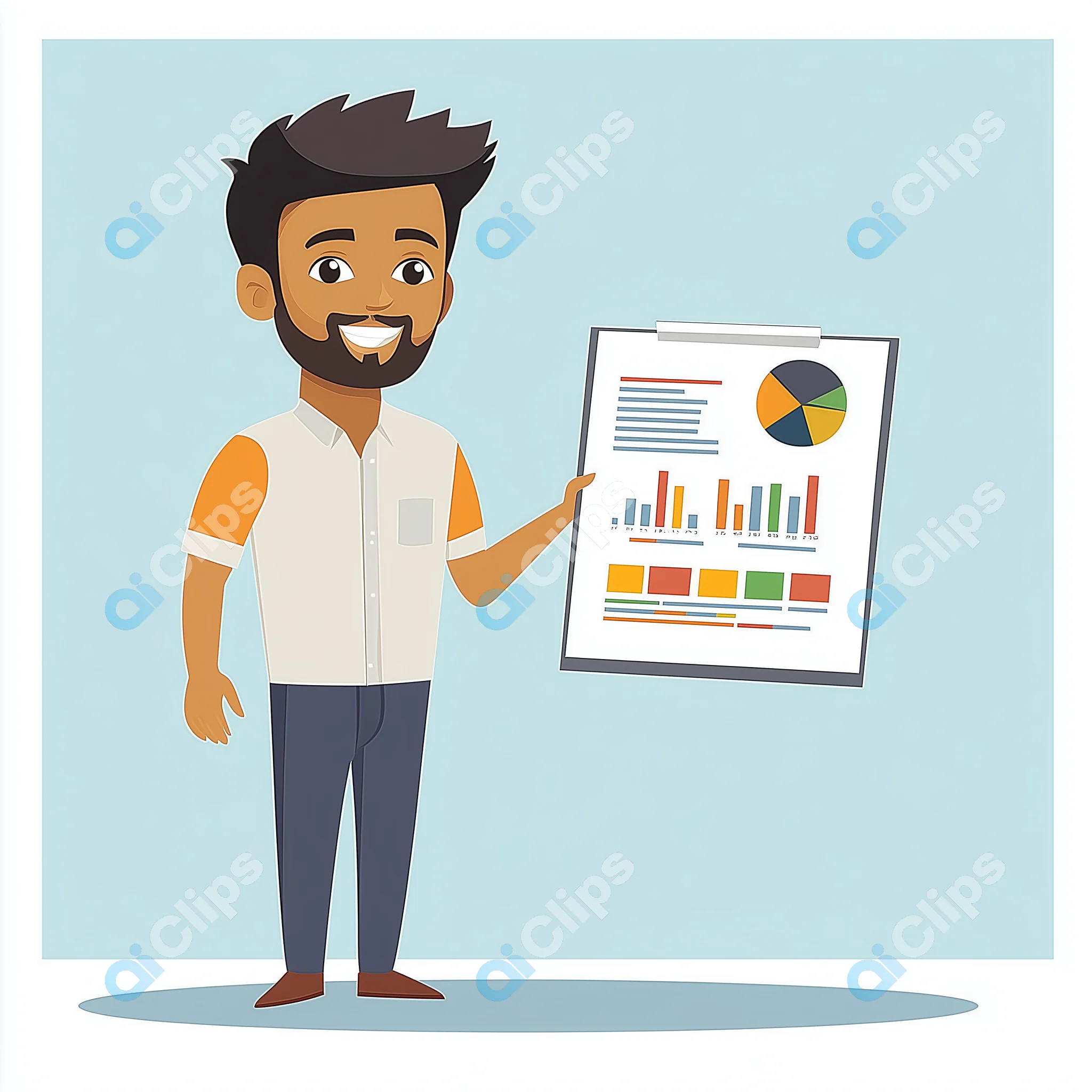 Man Presenting Data on Clipboard