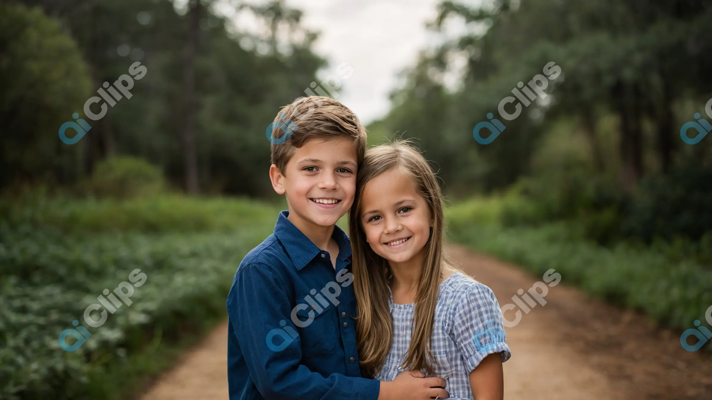 Siblings Portrait in Nature