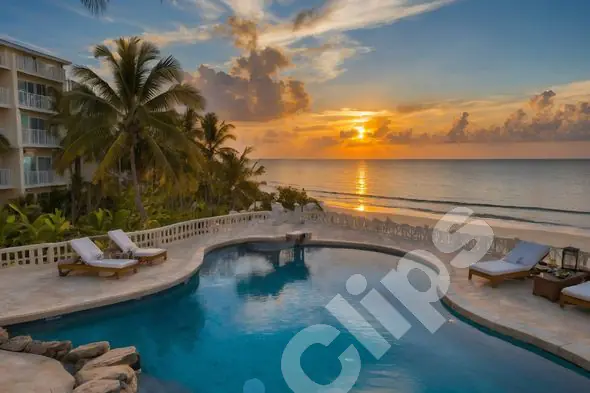 Beachfront Pool Sunset