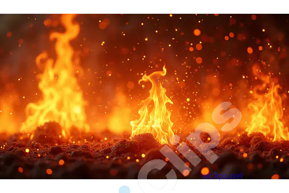 Fiery Inferno with Glowing Embers and Flames