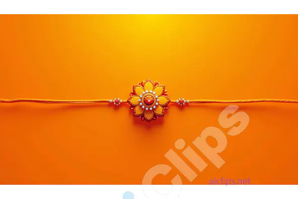 Elegant Rakhi Bracelet on Vibrant Orange Background