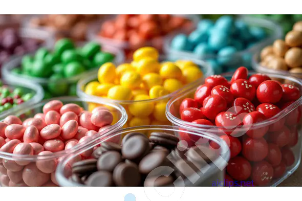 Close-Up of Colorful Candy in Containers