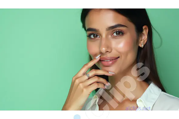 Elegant Close-Up Portrait of Woman with Diamond Ring - Beauty and Style