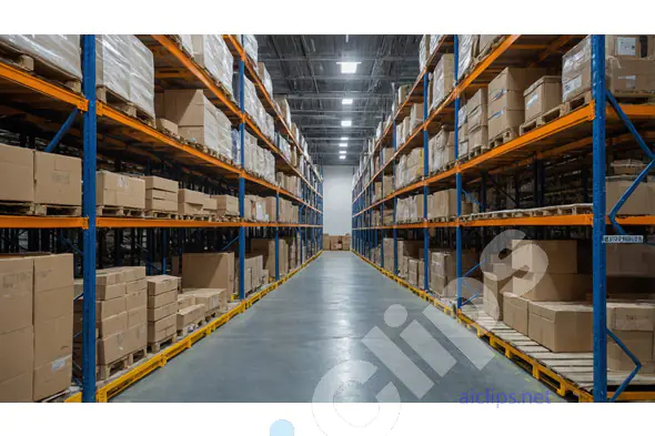 Large Warehouse Storage with Cardboard Boxes