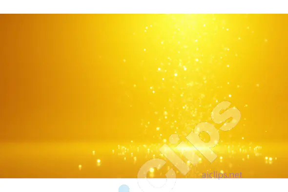 Glowing Golden Light Particles on Yellow Background