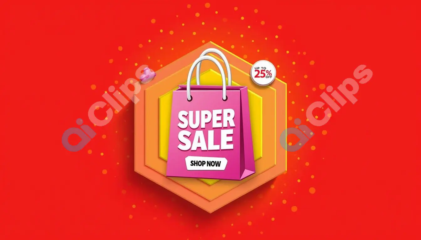 Vibrant Super Sale Banner - Up to 25% Off Promotion