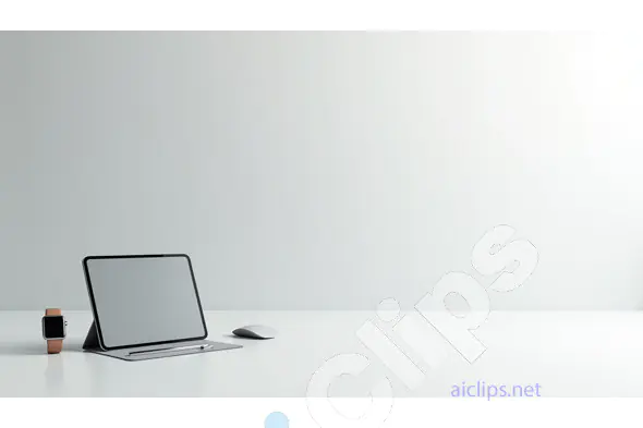 Minimalist Desk Setup with Tablet, Smartwatch, and Stylus - Modern Workspace