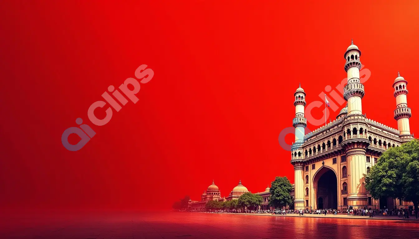 Majestic Charminar with Bold Red Background