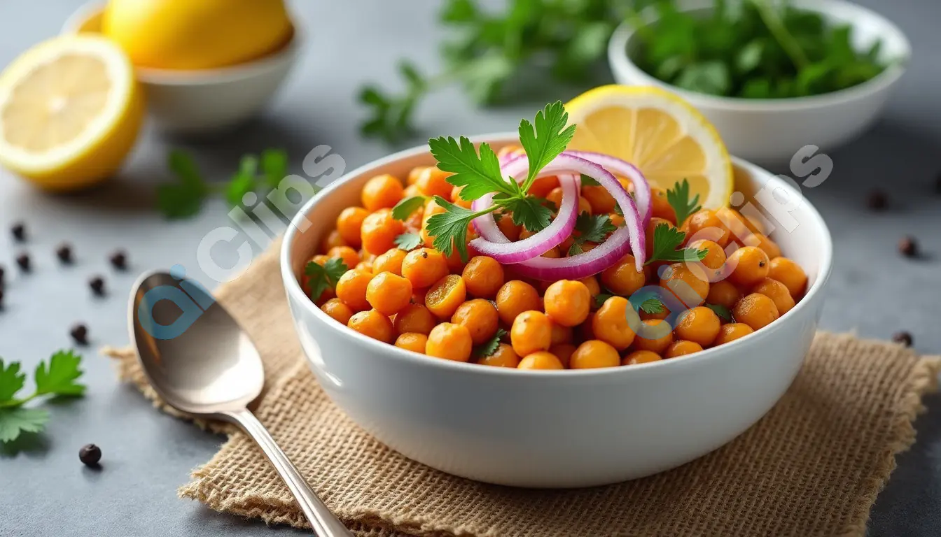 Chickpea Salad with Lemon and Red Onions