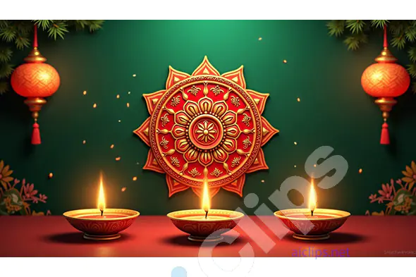 Elegant Diwali Diya Decoration - Festive Lights and Rangoli