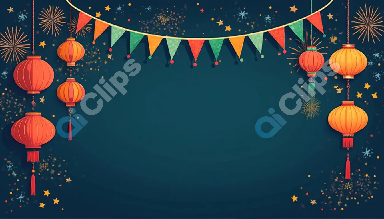 Festive Lanterns and Bunting Background for Celebrations
