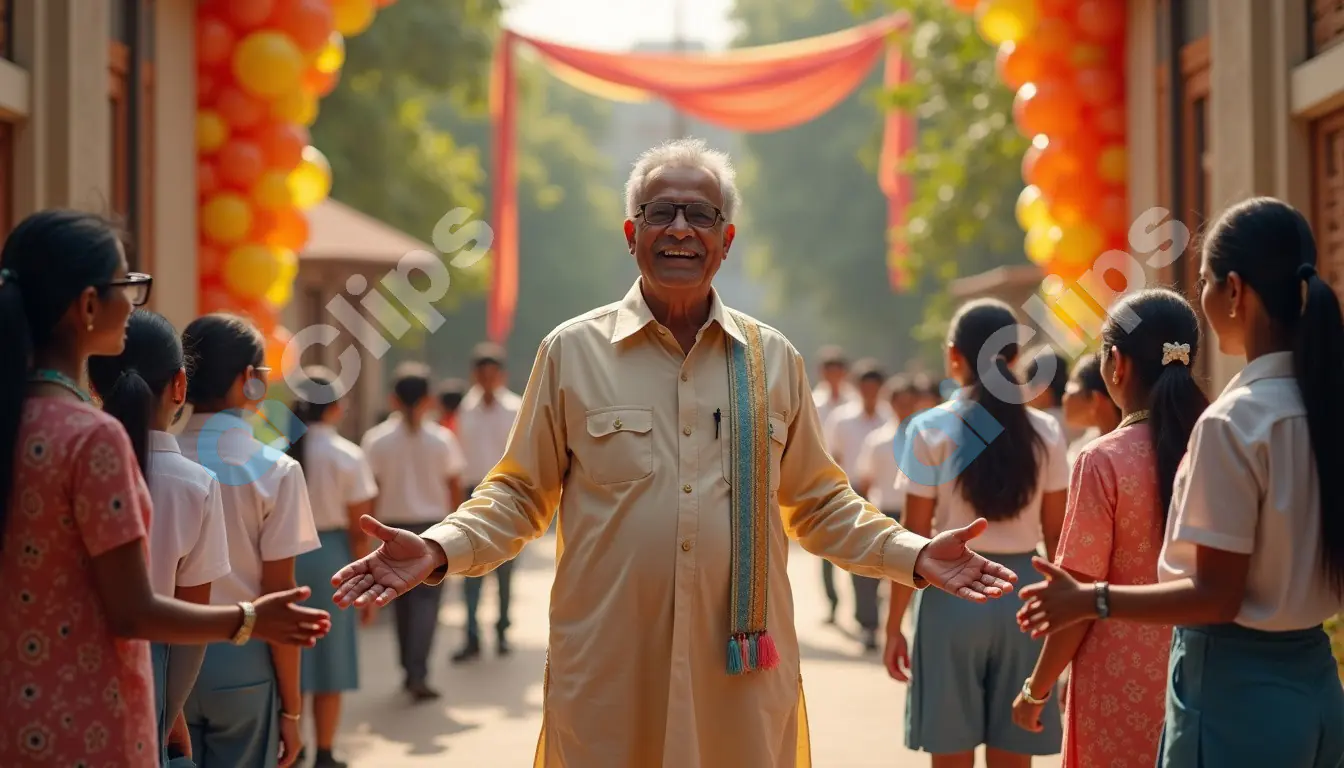 Joyful School Principal Welcoming Students