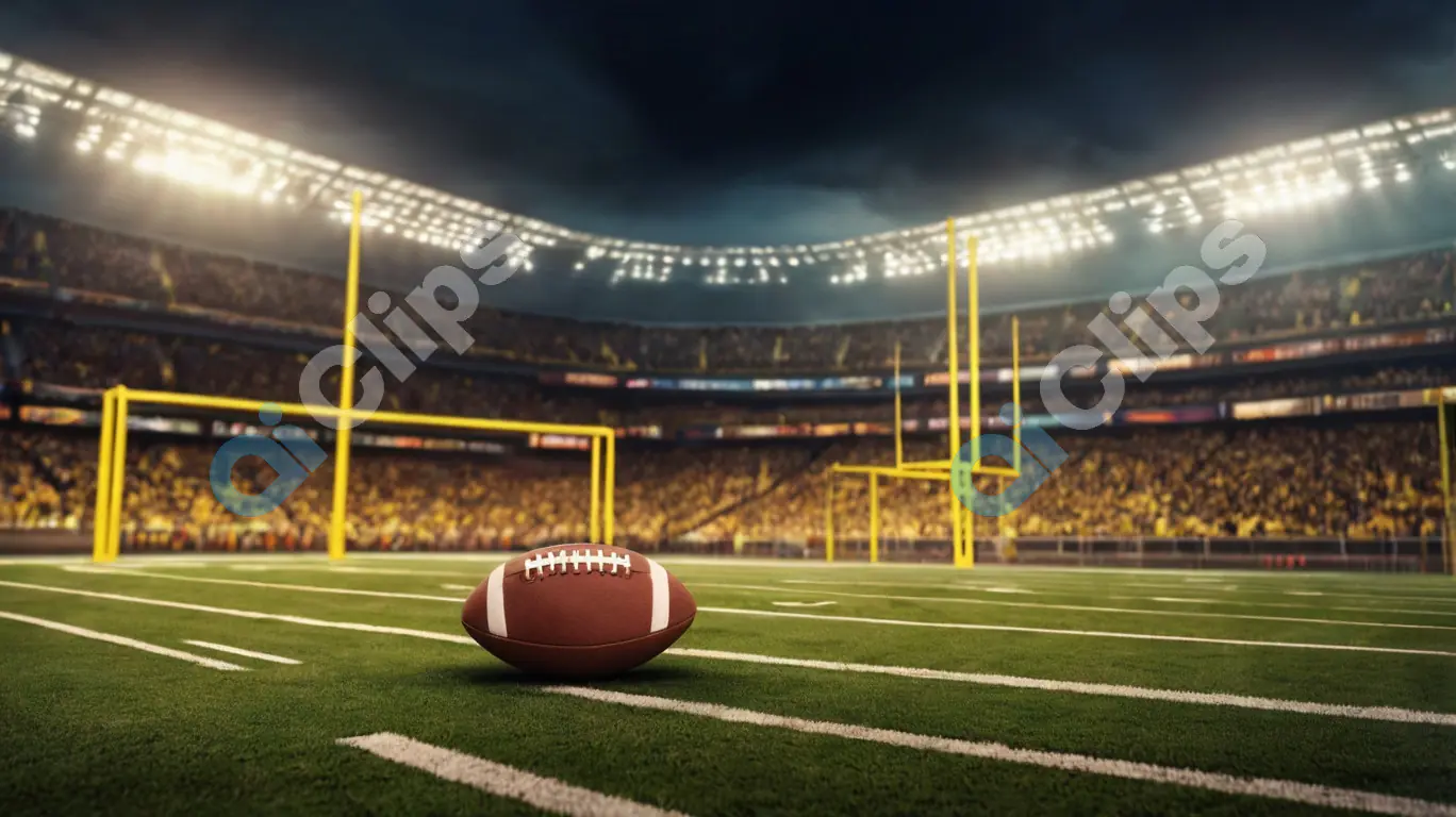 Football on Field Under Stadium Lights
