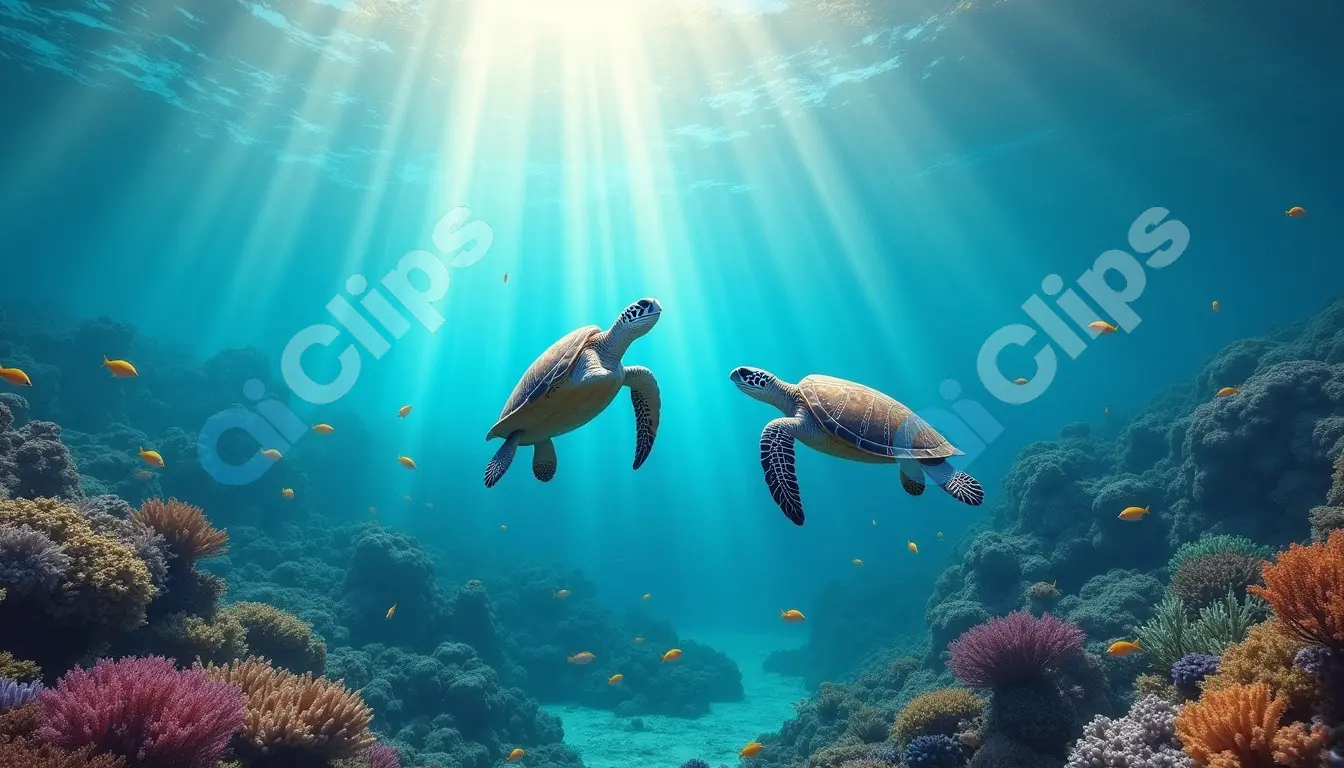 Tranquil Turtles in Coral Reef Paradise