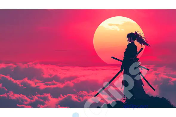 Samurai Silhouette at Sunset