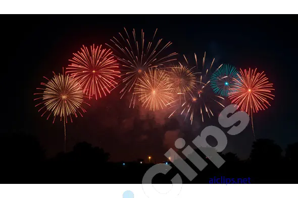 Colorful Fireworks Display Over Night Sky