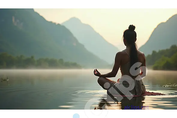 Tranquil Meditation at Sunrise by the Lake