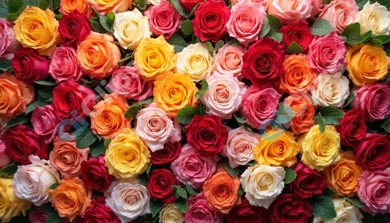 Vibrant Multicolored Rose Bouquet Background