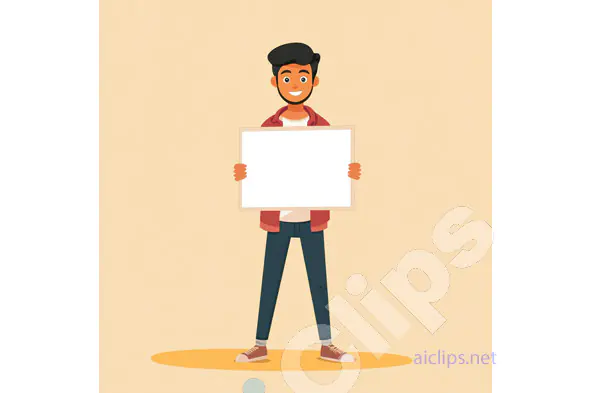 Young Man Holding Blank Sign