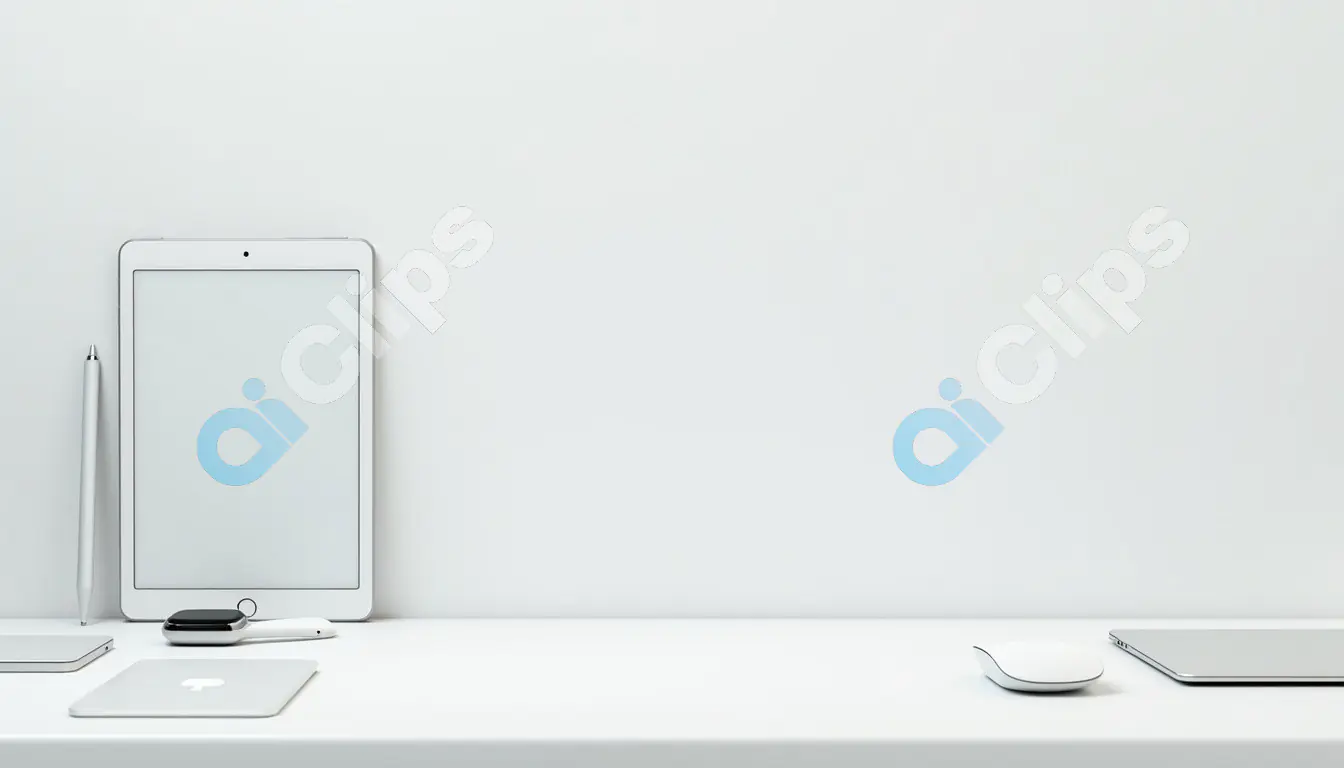 Minimalist Workspace with Tablet and Smart Devices - Clean Design