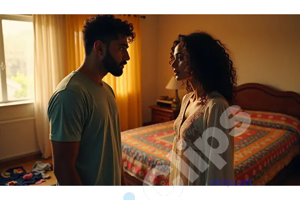 Tense Conversation Between Couple in Bedroom