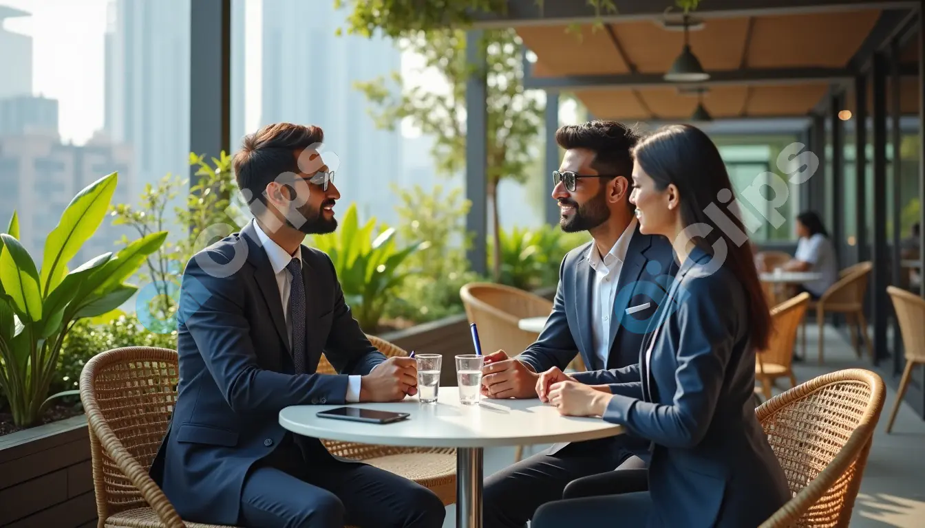 Business Professionals in an Outdoor Meeting