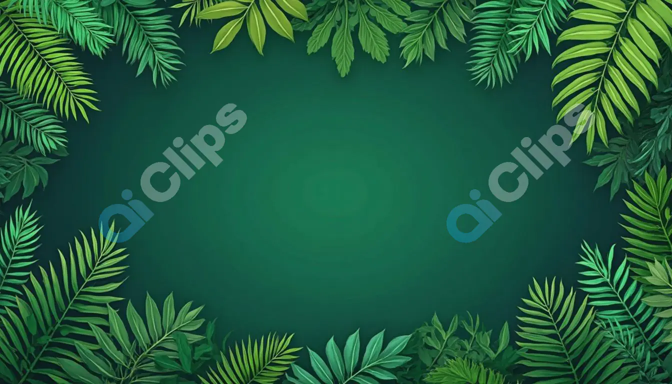 Tropical Leaf Frame Background - Dark Green