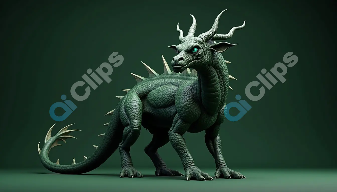 Majestic 3D Green Dragon Character