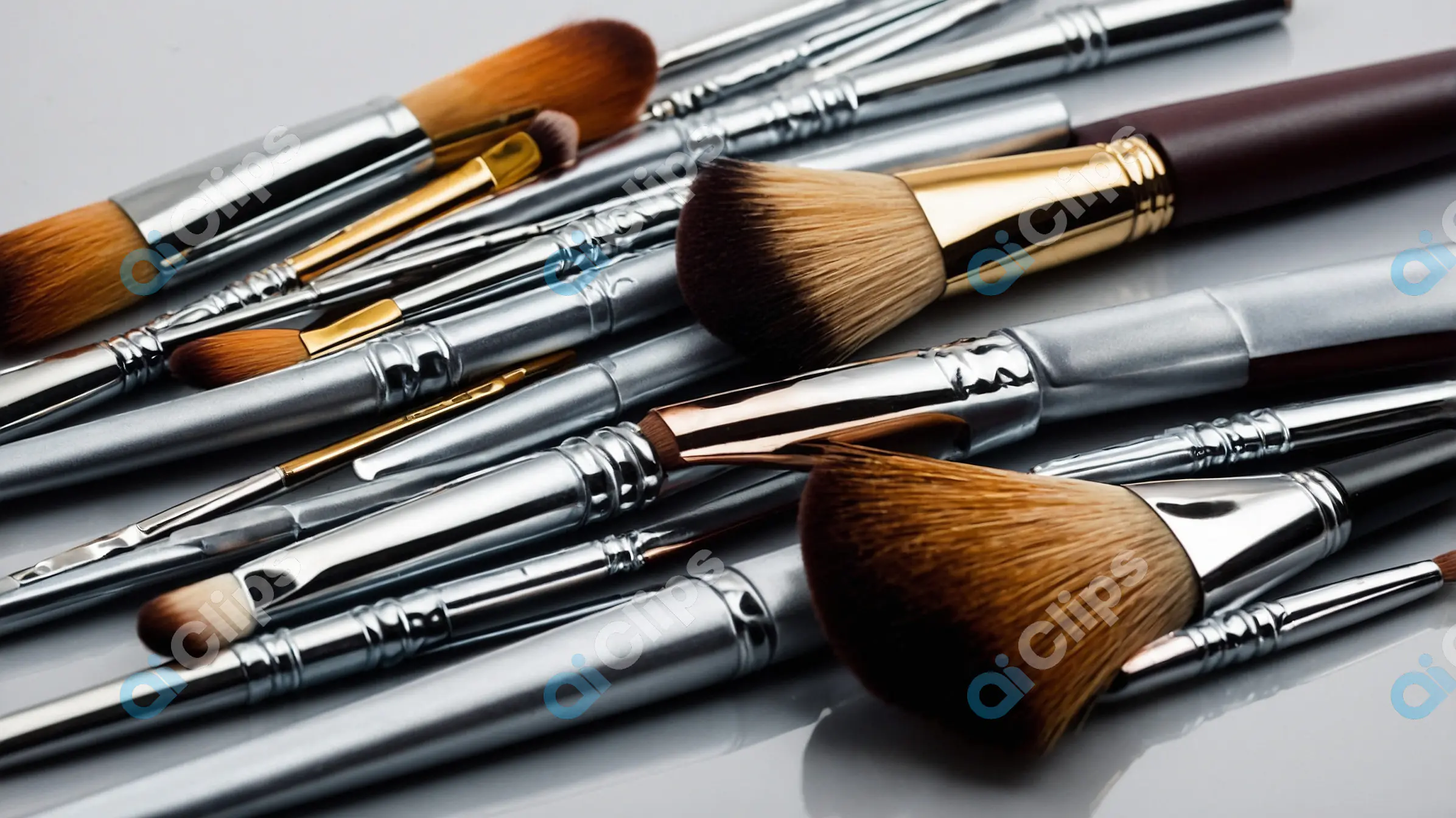 Assorted Makeup Brushes Close-Up