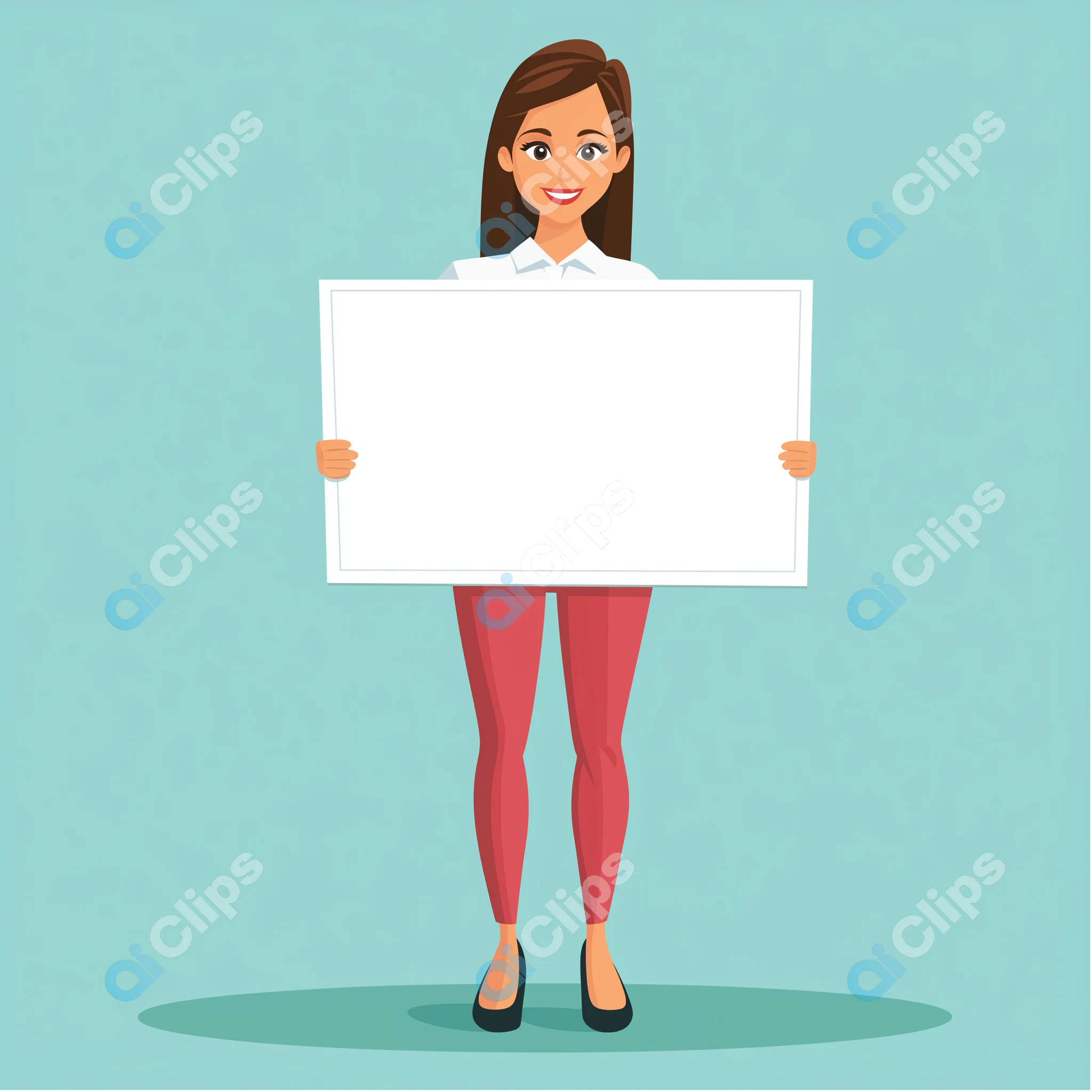 Woman Holding Blank Sign Illustration